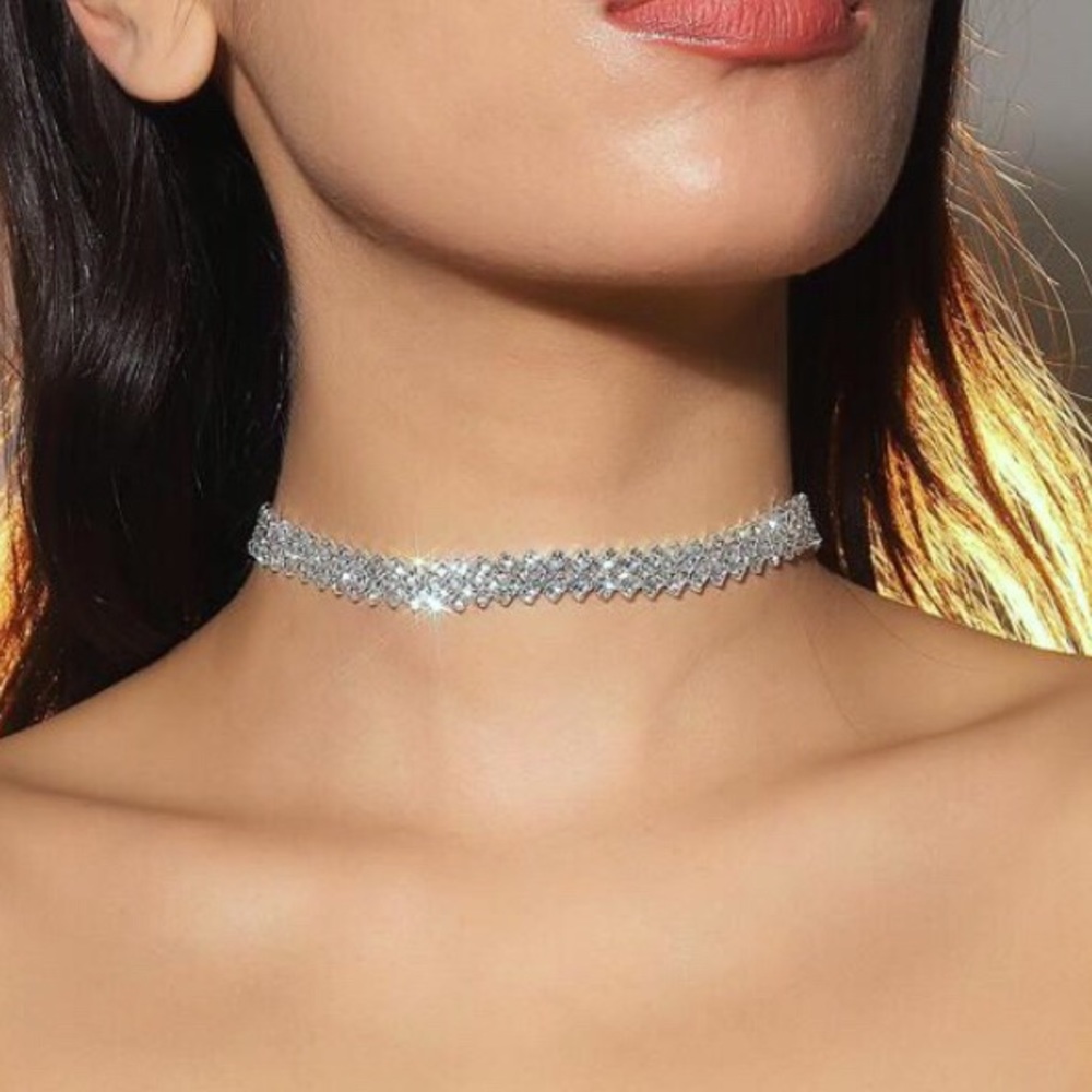 New Vintage Style Crystal Rhinestone Choker Necklace - Picture 2 of 16
